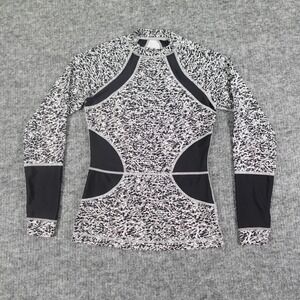 Lululemon Suns Out Rash Guard Top Womens‎ 2 Black White Print UPF50+ Pool W2CDIS